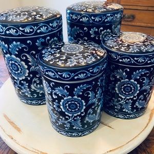 Pier 1 Mandarin Blue Canister Set of 4 (RARE)